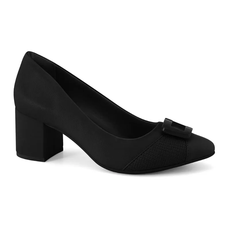 Scarpin Comfortflex Salto Bloco Feminino Preto 36