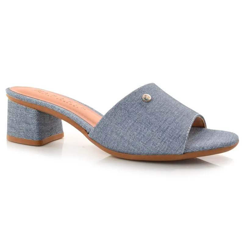 Tamanco Feminino com Salto Bloco Ramarim Azul 23-5221 39