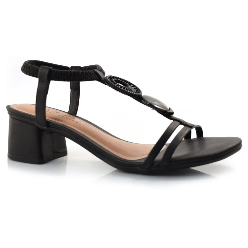 Sandália Feminina com Salto Bloco Ramarim Preto 23-5224 35
