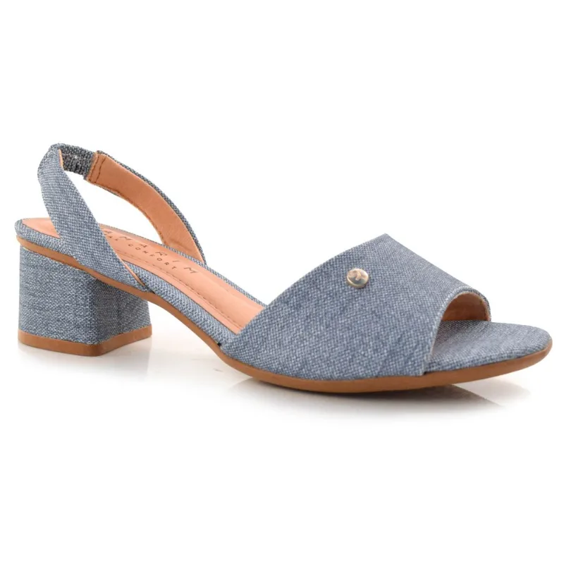 Sandália Feminina com Salto Bloco Ramarim Azul 23-5222 38