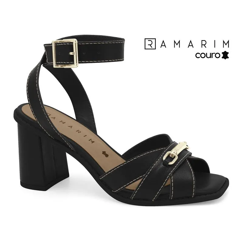 Sandália Couro Preta Ramarim 2550204-4 39
