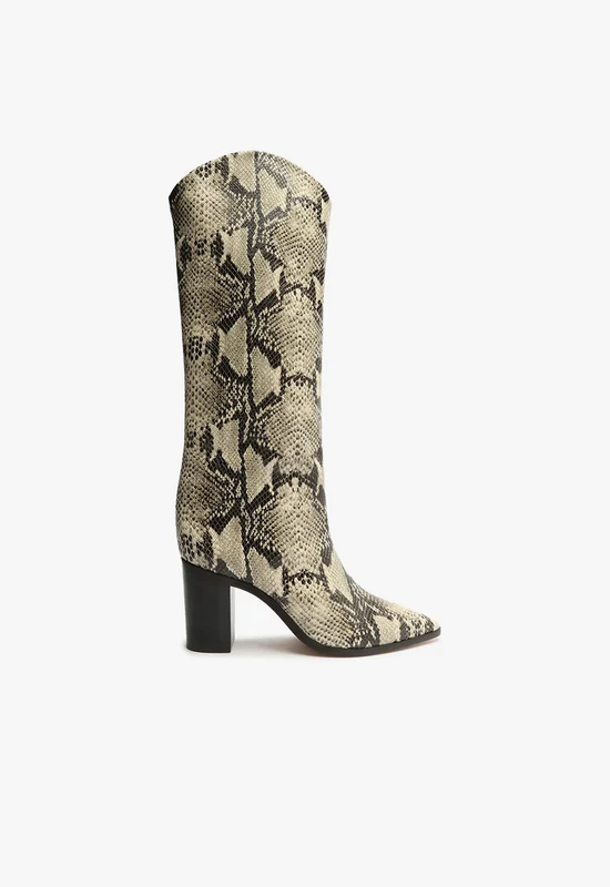 Maryana Block Boot 11 / Natural Snake / Snake Embossed Leather