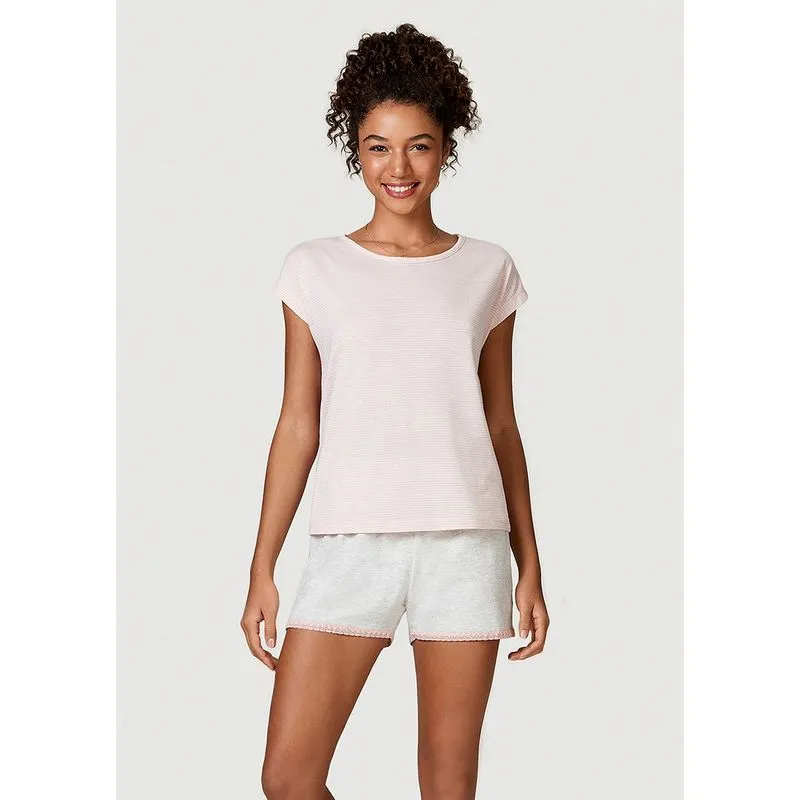 Pijama Curto Feminino Em Fio Tinto