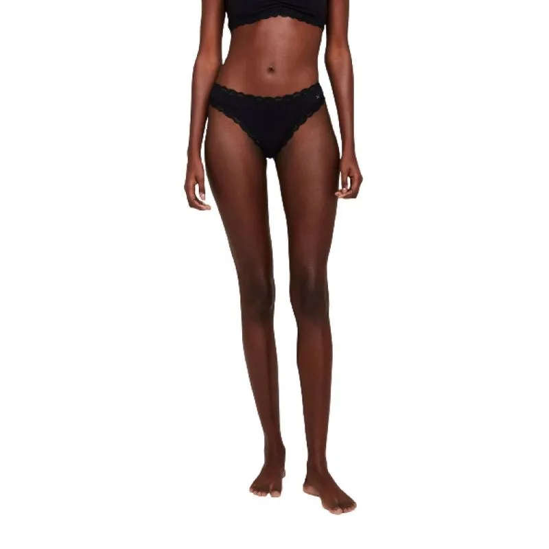 Calcinha Hering Tanga Em Algodão com Renda Preta 77LJ