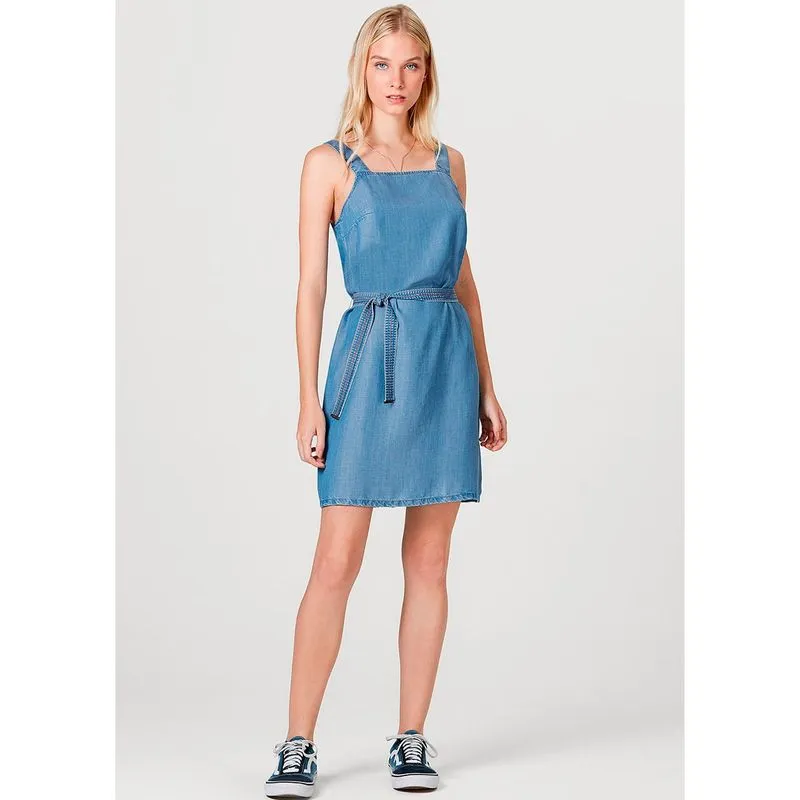 Vestido Jeans Curto Com Faixa
