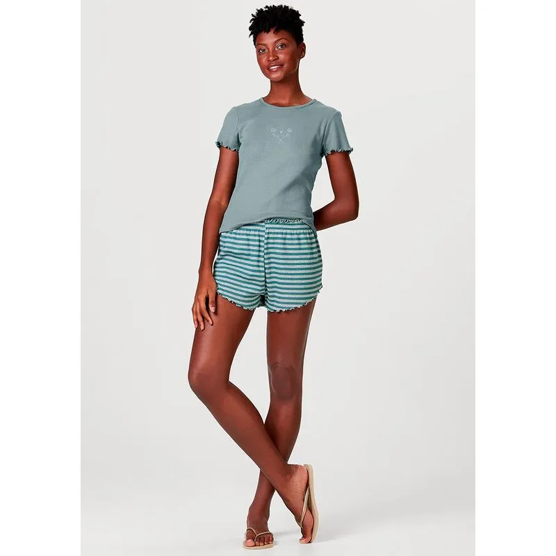 Pijama Curto Feminino Em Ribana