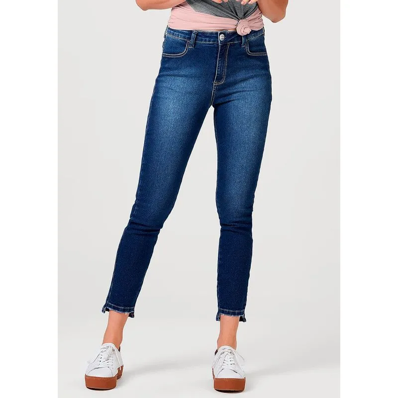Calça Jeans Feminina Sculpted Cigarrete Com Barra Desfiada