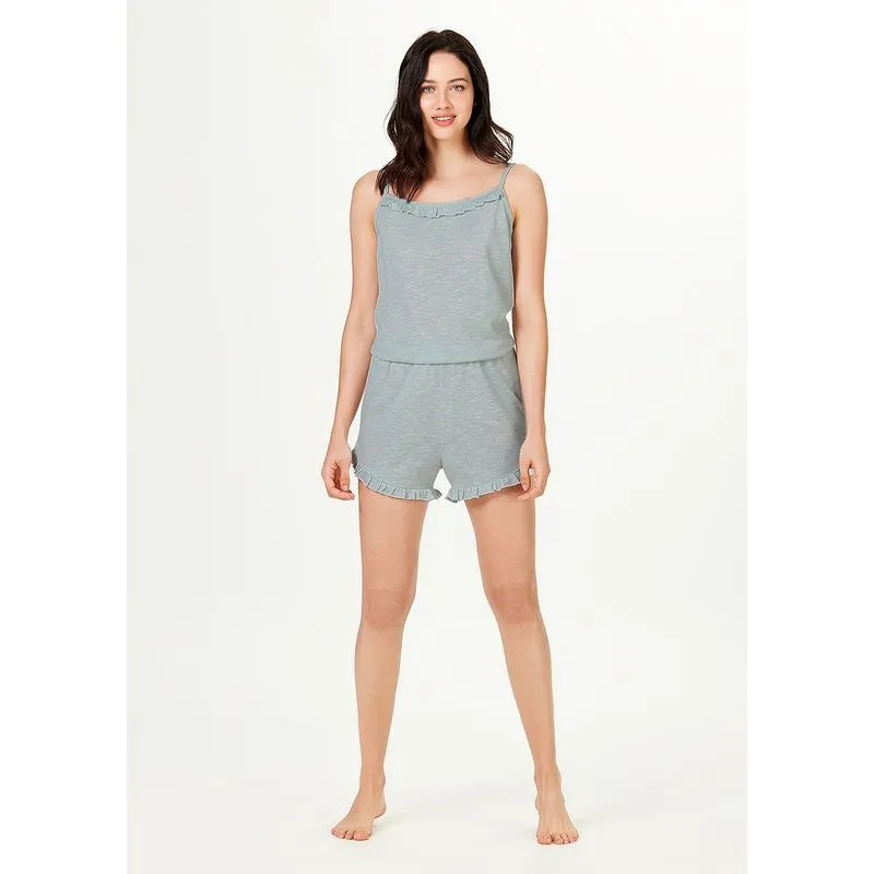 Pijama Macaquinho Feminino Curto Com Babados