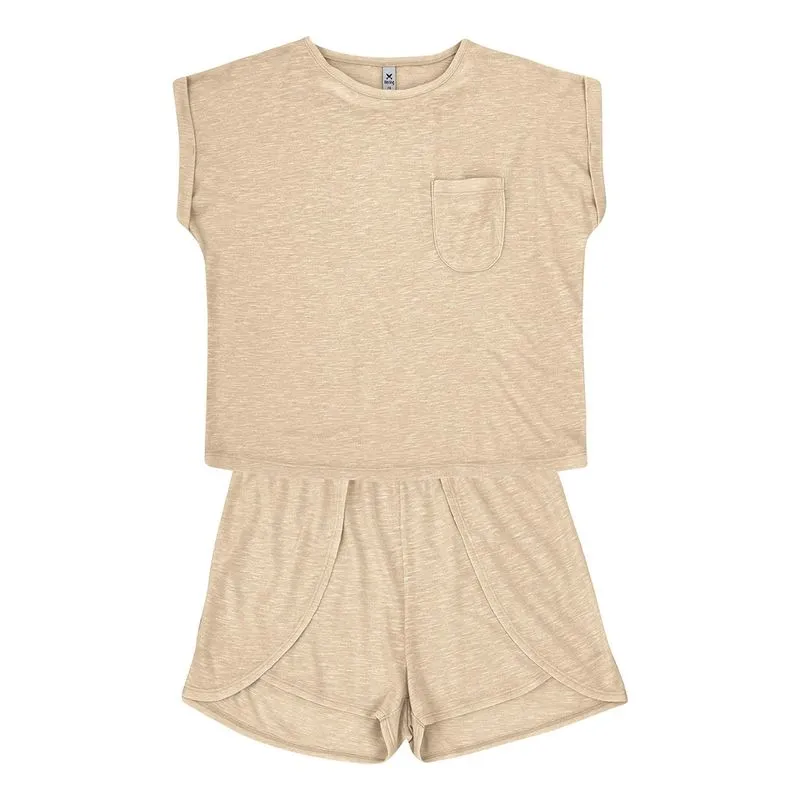 Pijama Feminino Curto Com Gola Redonda
