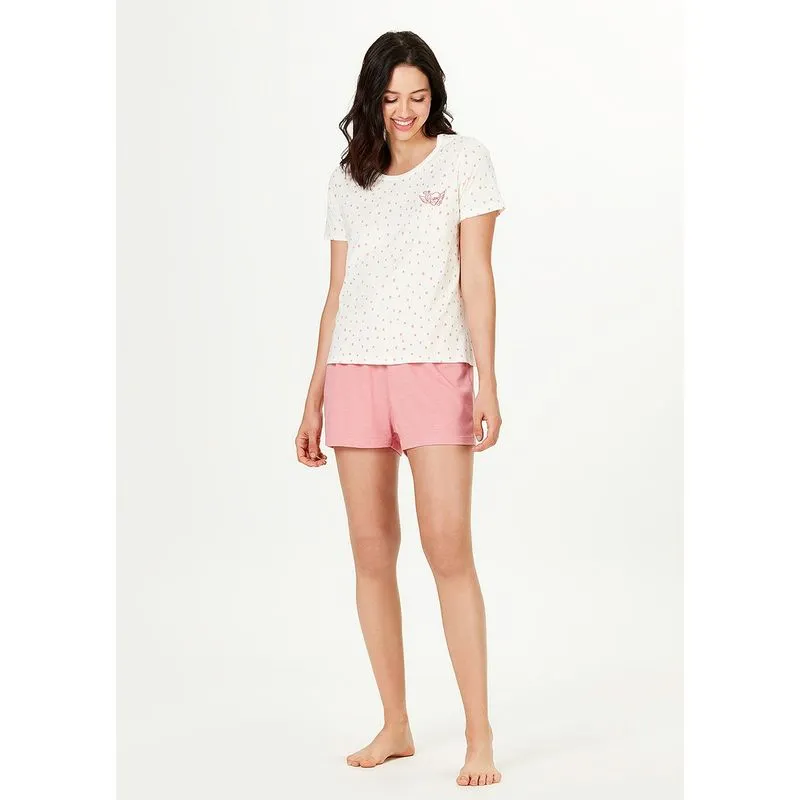 Pijama Feminino Curto Com Bordado