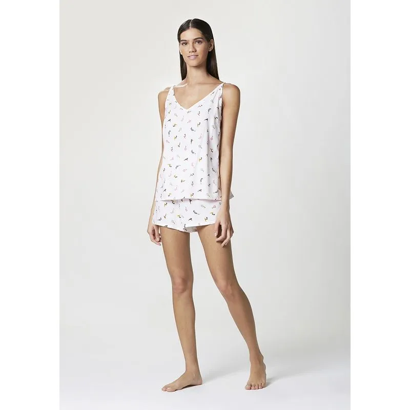 Pijama Feminino Curto Com Alças Finas Estampado