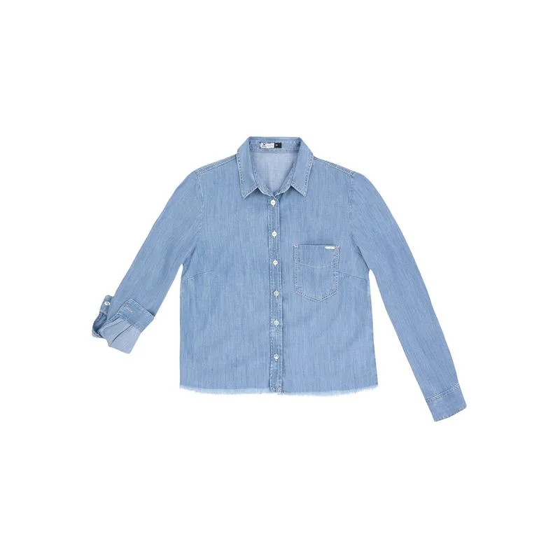 Camiseta Feminina Jeans Com Bolso