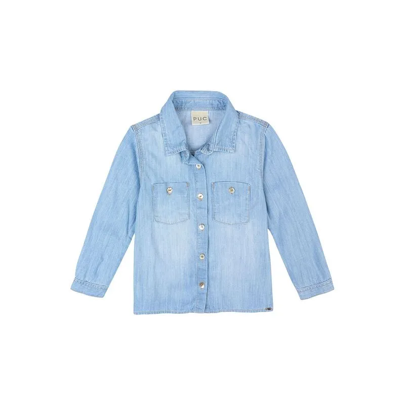 Camisa Bebê Menina Jeans Longa