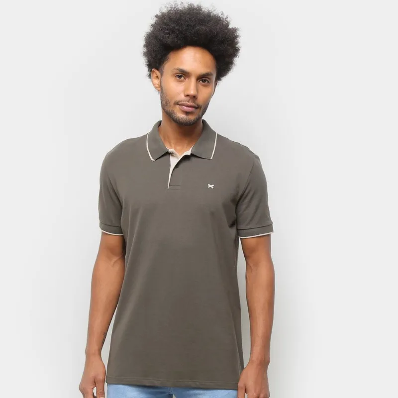 Camisa Polo Hering Masculina - Masculino - Marrom Claro
