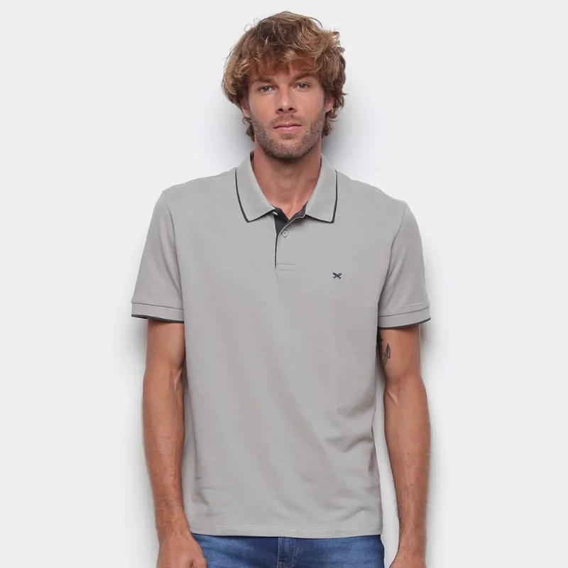 Camisa Polo Hering Masculina - Masculino - Cinza Claro