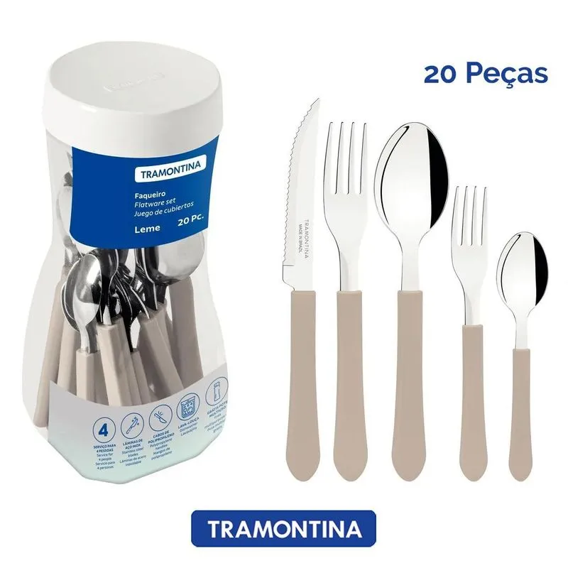 Kit De Talheres Leme Lâminas Inox 20 Peças Tramontina