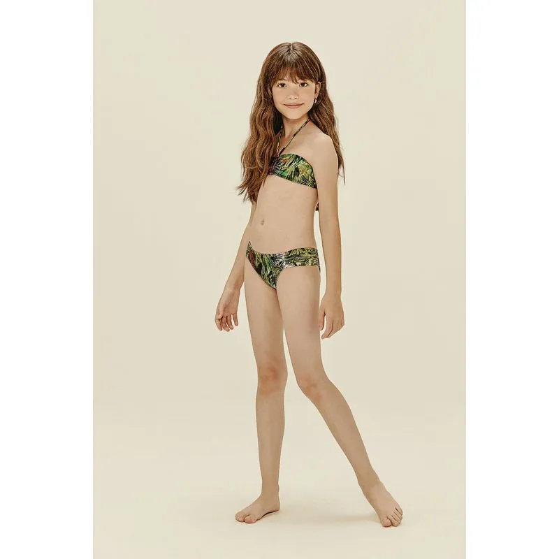 Biquíni Infantil Top Palmeira Buriti AZUL PAVAO P/S