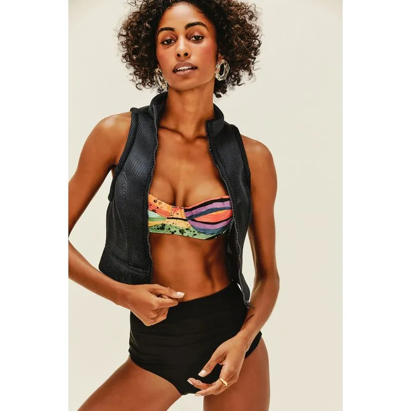 Colete Cropped Mickey Patch Rainbow MARINHO MAR P/S