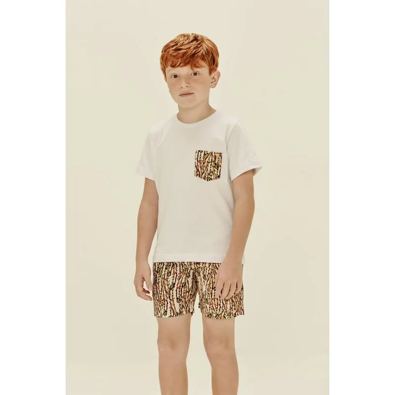 T-Shirt Infantil com Bolso Sementes BRANCO/WHITE G/L