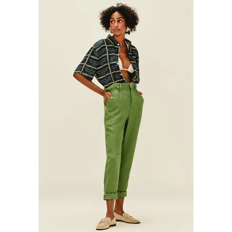 Calça Linho Clochard Hortênsia VERDE BOTANICO P/S