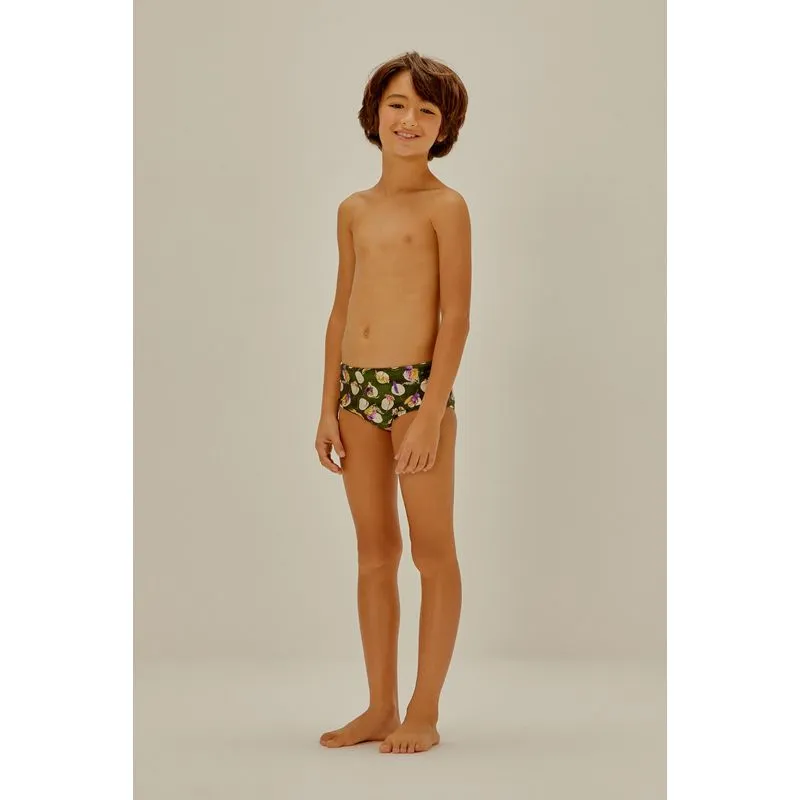Sunga Infantil Básica Larga Flores Secas VERDE SELVA EGG/XXL