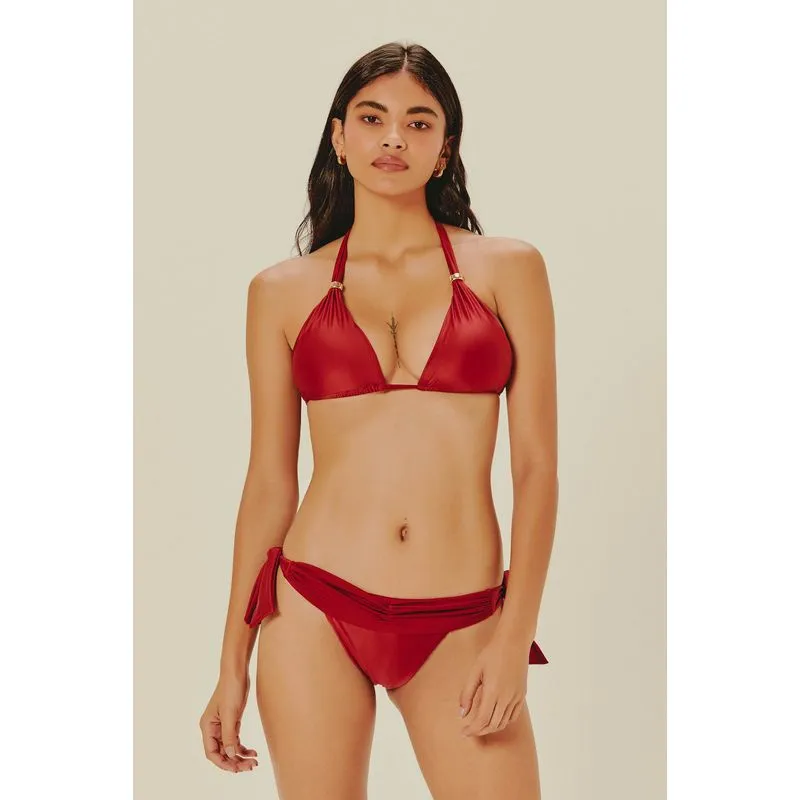 Biquíni Calcinha Pala Franzida Liso Clássico VERMELHO DIVINO G/L