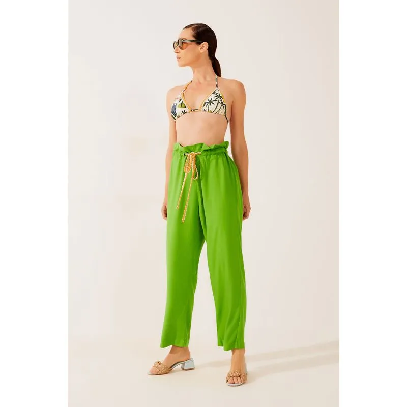Calça Clochard com Aviamento Trançado Paisagem Campo VERDE/GREEN P/S