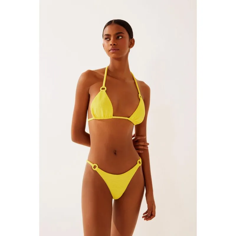 Biquíni Calcinha Lateral Fixa com Argolas Pincel AMARELO/YELLOW P/S