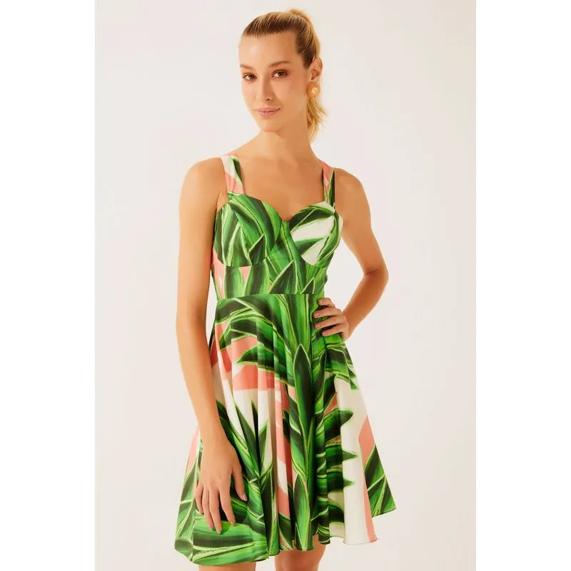 Vestido Curto Palmeira VERDE/GREEN G/L