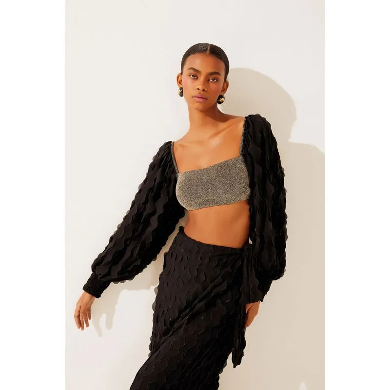Top Mangas Bufantes Ondas Foil PRETO/BLACK M/M