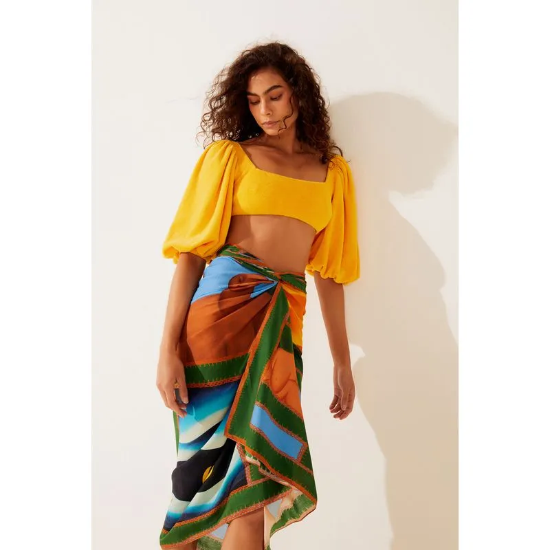Top Manga Bufante New Atoalhado AMARELO/YELLOW P/S