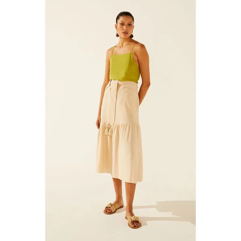 Saia Midi Faixa Samambaia BEGE/BEIGE PP/XS