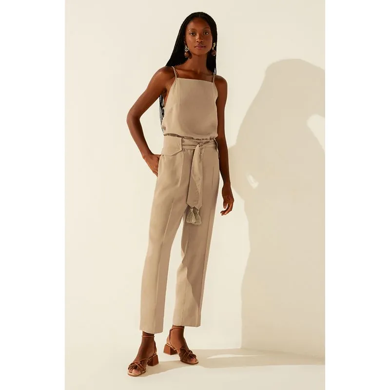 Calça Reta Faixa Samambaia BEGE/BEIGE GG/XL