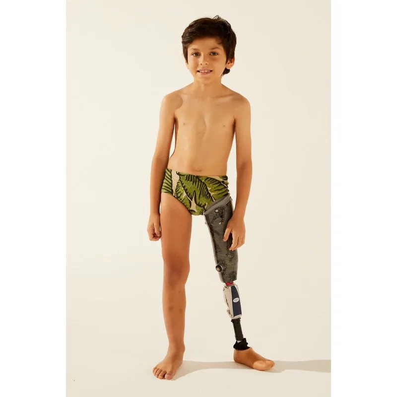 Sunga Infantil Larga Básica Folhagem VERDE/GREEN PP/XS