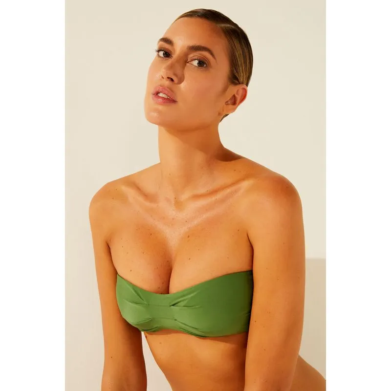 Biquíni Sutiã Faixa Com Pregas Liso Clássico VERDE/GREEN GG/XL