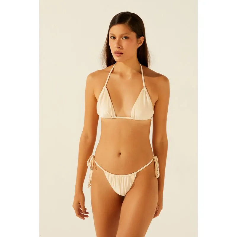 Biquíni Calcinha Lacinho Cortininha Pérolas OFF WHITE/OFF WHITE P/S