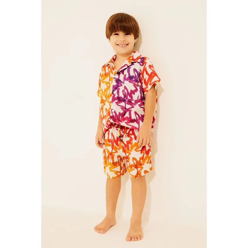 Camisa Infantil Manga Curta Coqueiro Color LARANJA/ORANGE P/S
