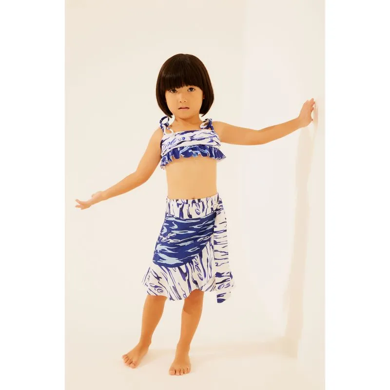 Saia Infantil Curta com Babados Logomania Mar BRANCO/AZUL/WHITE/BLU EGG/XXL
