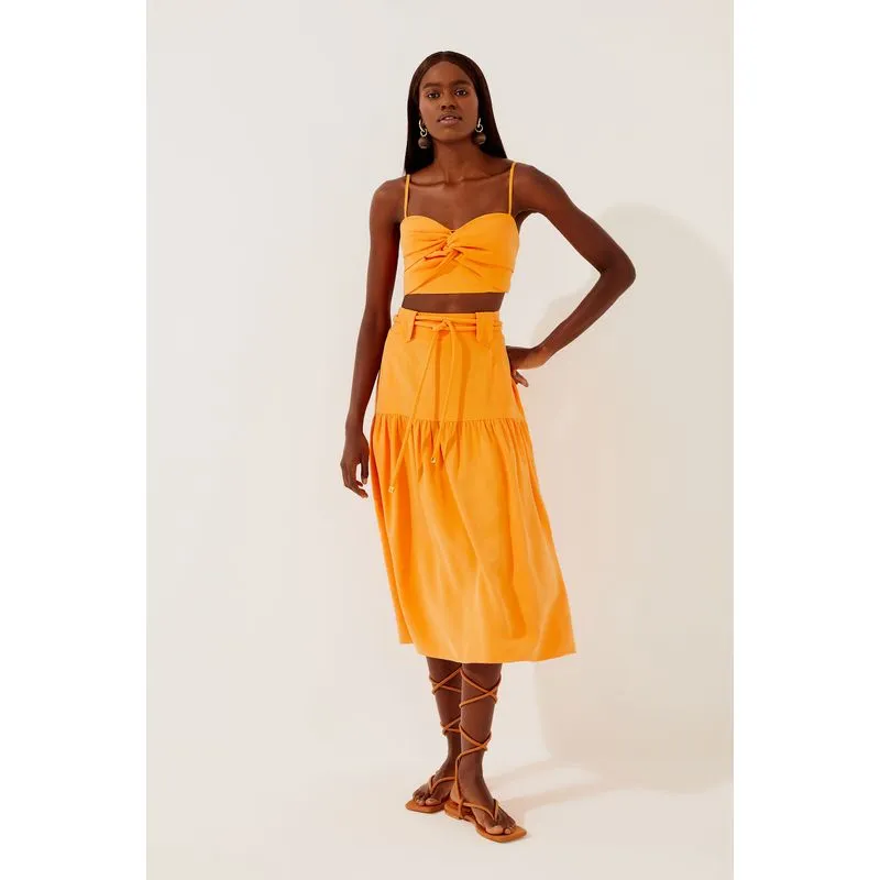 Saia Midi Com Cinto Frutado LARANJA/ORANGE G/L