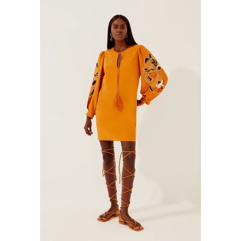Vestido Curto Faixa Caju Bordado LARANJA/ORANGE GG/XL