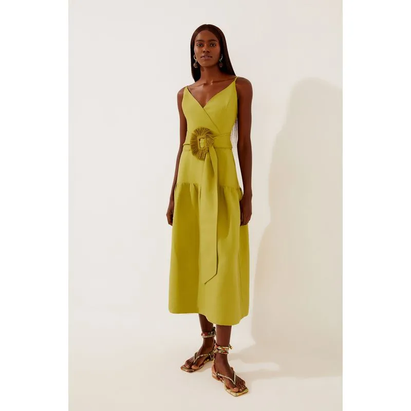 Vestido Midi Caules Palmeiras VERDE/GREEN GG/XL