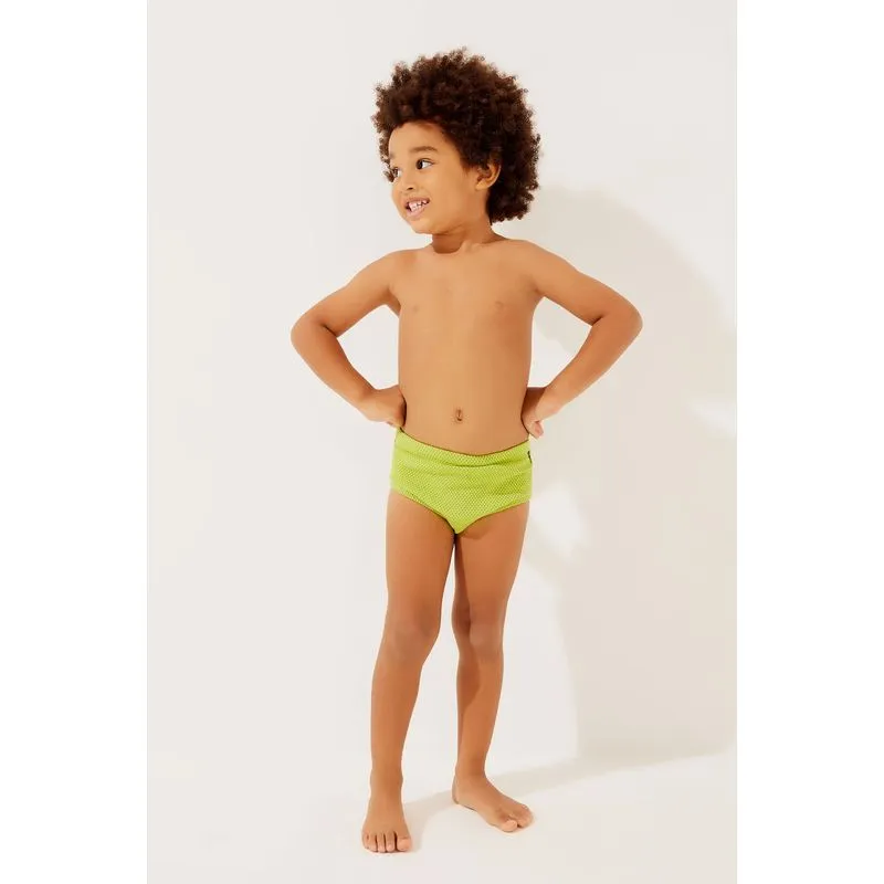 Sunga Infantil Básica Larga Trabalhada VERDE CLARO/LIGHT GRE P/S