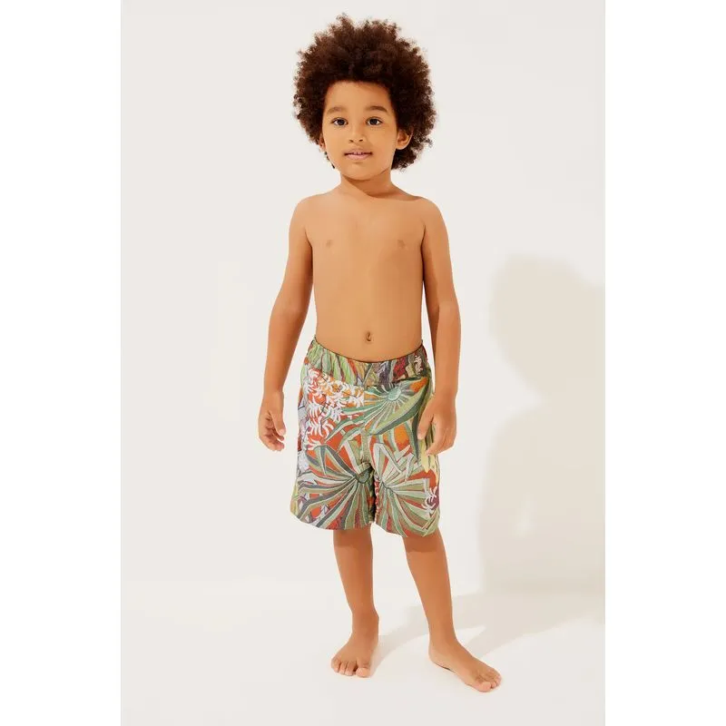 Short Infantil Praia Palmeiras VERDE/GREEN GG/XL