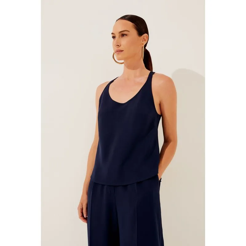 Blusa Sem Manga Flores Naturais AZUL MARINHO/NAVY BLU PP/XS