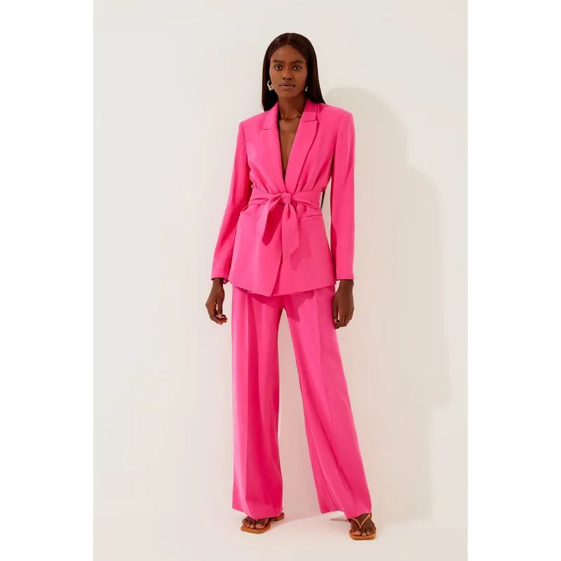 Blazer Regular Com Faixa Alfaiataria Folhagens ROSA/PINK P/S