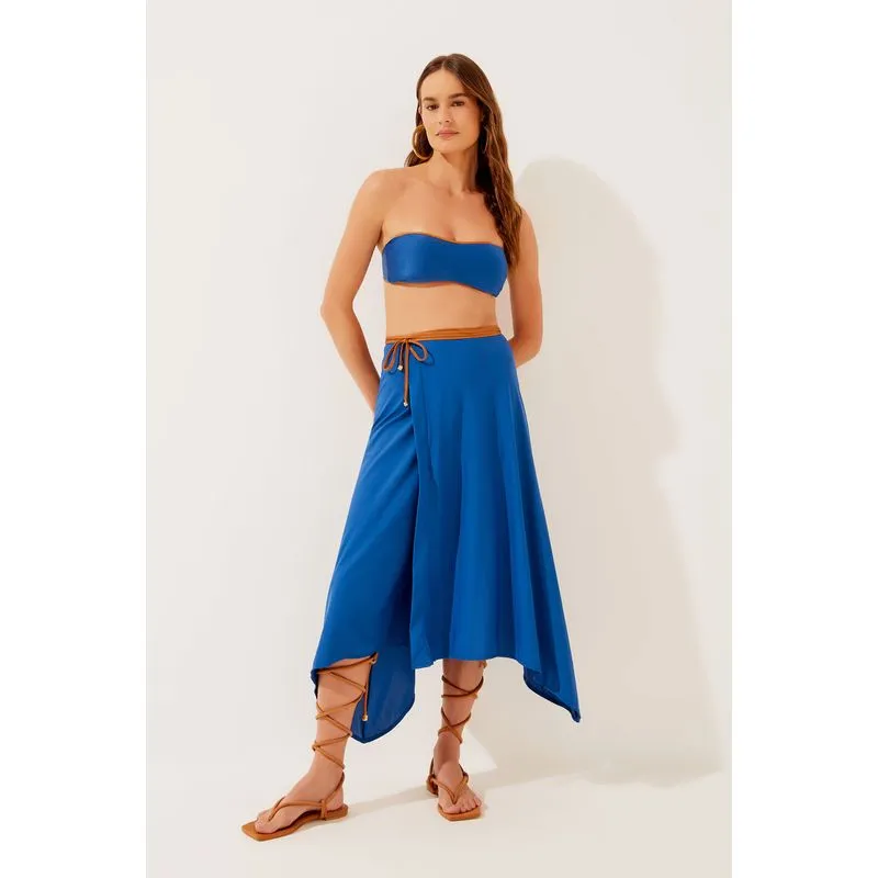 Saia Midi Com Amarração Lírio AZUL/BLUE G/L