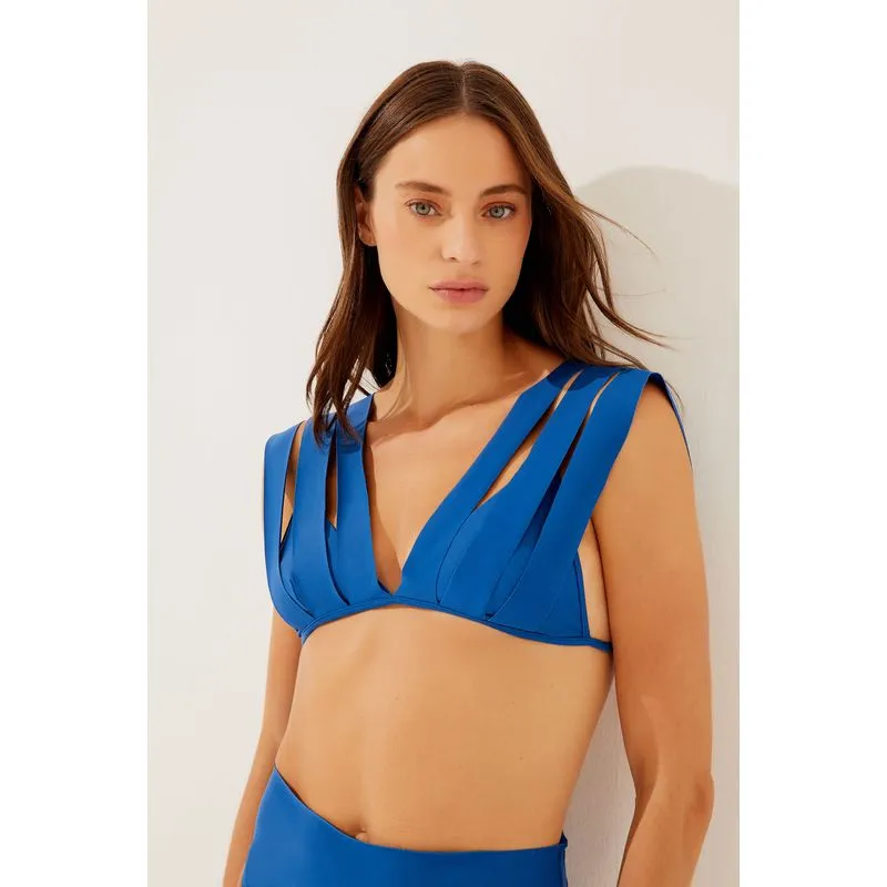 Top Cropped Com Faixas Beija-Flor AZUL/BLUE GG/XL