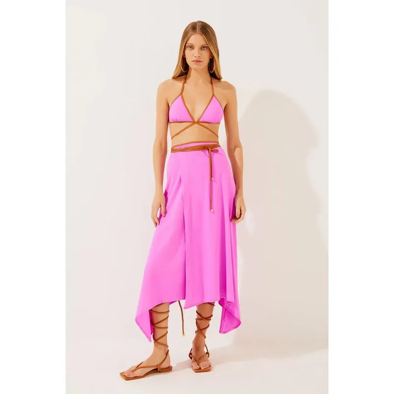Saia Midi Com Amarração Lírio ROSA/PINK PP/XS