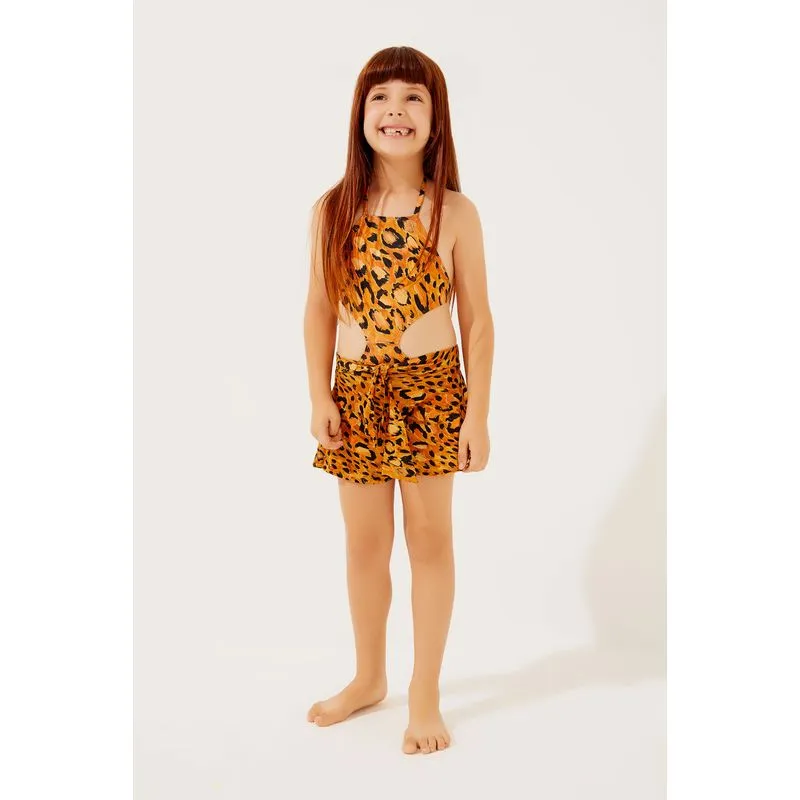 Short Infantil Com Amarração Onça LARANJA/ORANGE EGG/XXL