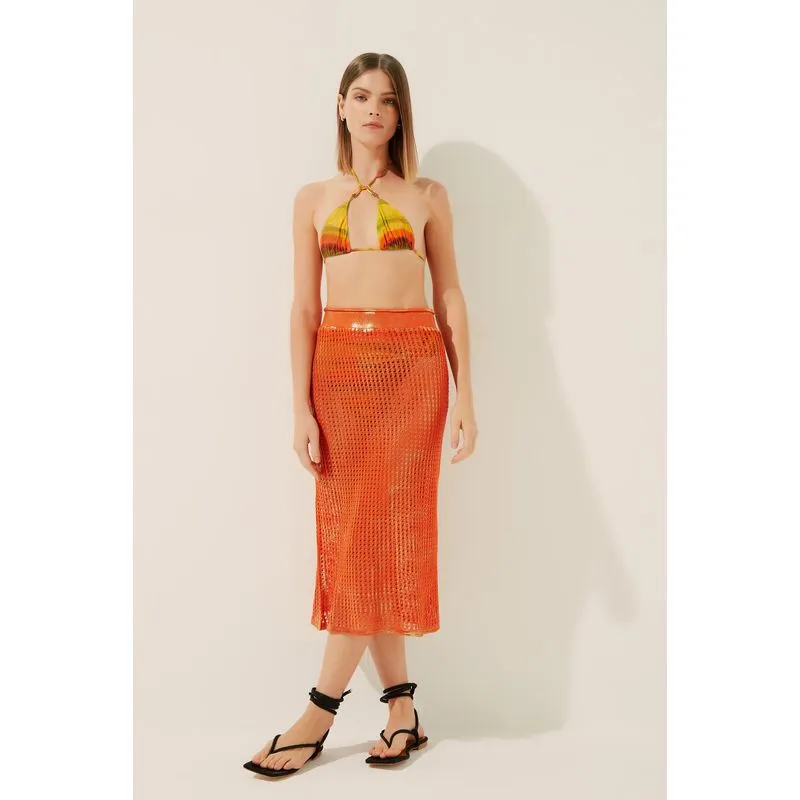 Saia Midi Poente Tricô LARANJA/ORANGE PP/XS